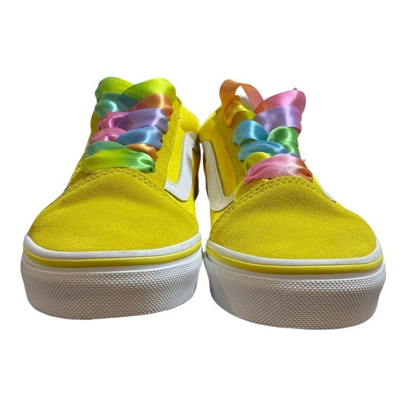 VANS Old Skool Rainbow Lace Yellow/white - Multi Color Checkerboard Kids 3 - Picture 2 of 14